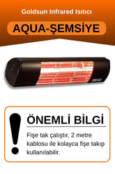 Goldsun Aqua 2000 Watt GSU20 Şemsiye Tip Kumandasız Suya Dayanıklı Elektrikli İnfrared Isıtıcı-Siyah